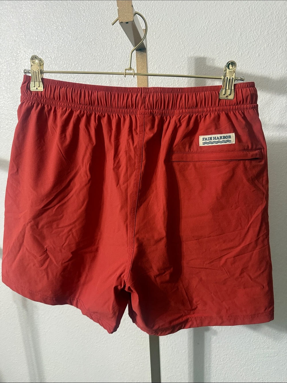 Fair Harbor Men's Coral-Red Hybrid Swim Shorts- 5”-Medium- NWT - Picture 6 of 7